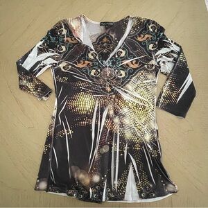 Simply Irresistible Y2K babydoll retro clubwear Print Top – Size L